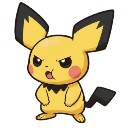 Pichu with a grumpy, angry expression and furrowed brows.