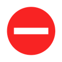 Red circle with a black horizontal line through the center representing a stop sign.