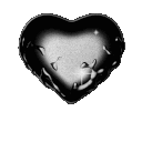Metallic heart with a polished, reflective chrome surface and subtle highlights.
