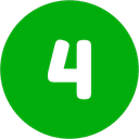 Number four in black font centered inside a solid green circle.