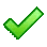 Green checkmark symbol rendered in a simple pixel art style.