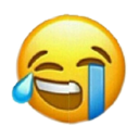 Yellow face laughing with tears streaming from both eyes.