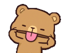 A brown bear pulls its mouth wide with its fingers, then turns around and releases a green cloud of gas.