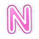 Letter N with a glitch effect and a pink to blue gradient.