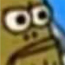 SpongeBob fish character with wide, bulging eyes and a blank, confused expression.