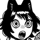 Anime girl with cat ears looking shocked with wide eyes and open mouth.