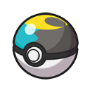 Moon Ball featuring a yellow crescent design on a black and blue background.