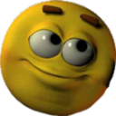 Yellow emoji face with heavy eyelids looking sideways in a skeptical expression.