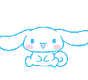 Cinnamoroll the puppy character with various happy and smiling expressions in a pixel art style.