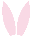 Pink bunny ears with one ear flicking back and forth against a black background.
