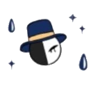 A stylized character wearing a blue fedora with a mysterious and cool expression.