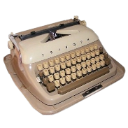 Typewriter with beige keys and a classic metal frame.