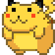 Pikachu rolls in a circle in this pixel art animation.