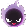 Gastly with a mischievous grin and glowing purple aura.