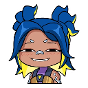 Neon from Valorant with blue hair and a smug, mischievous smirk.