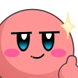 Kirby with a smug expression and a sparkling thumbs up gesture.