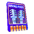 Rival Pass card with microphones and electric sparks in a pixel art style.