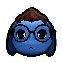 Ron character with blue skin and black glasses looking unimpressed.