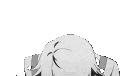 Juuzou Suzuya with white hair and red eyes wearing a mischievous, unsettling grin.