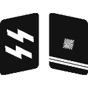 Collar tabs with the SS lightning bolt symbol and a single square pip on a black background.