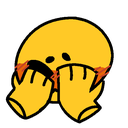 Yellow emoji face covering its eyes with both hands while blushing intensely.