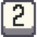 Number two digit displayed in a simple black pixel font on a white square button with a gray border.
