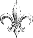 Fleur-de-lis symbol rendered in a silver, metallic, and ornate style.