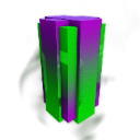 Poison apple seed rendered in glowing neon green and purple against a black background.