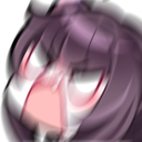 Anime girl face distorted with intense motion blur and a furious expression.