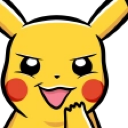 Pikachu with a mischievous, smug grin and raised fist.
