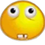 Yellow smiley face with wide, staring eyes and two front teeth showing, expressing extreme shock.