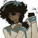 A dark-haired character with a blue headband looks stressed while checking their watch.