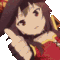 Megumin from Konosuba giving a thumbs up gesture in a pixel art style.