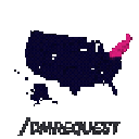 A pixelated map of the United States with the Northeast region highlighted in bright pink.