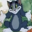 Tom the cat shrugging with his hands out and a confused expression.