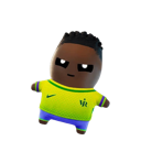 Vinicius Junior depicted as a cute chibi character wearing a yellow and blue Brazil football jersey.