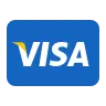 Visa logo with white text on a blue background.