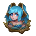 Sona from League of Legends with a pouty and annoyed facial expression.