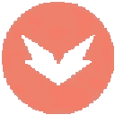 Orange V-shaped symbol centered on a circular background.