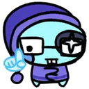 A blue-skinned character with glasses and a beanie pointing a finger up in a pedantic, 'well actually' gesture.