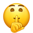 Yellow face with a finger pressed against its lips to signal silence.