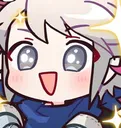 Anime girl with wide, sparkling eyes and a big joyful smile.