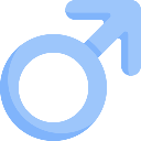 Male gender symbol icon in a flat blue color.