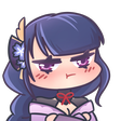 Raiden Shogun from Genshin Impact with a cute pouty expression and purple hair.
