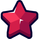 Red star shape with a dark outline and subtle highlights.