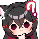Cat girl with black hair and cat ears looking confused with a large question mark floating above her head.