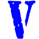 Vlone logo in bright blue on a black background.