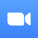 Video camera icon in white on a blue background.