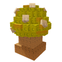 A blocky yellow mushroom with white spots built from building blocks.