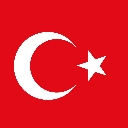 Turkey flag with a white crescent and star on a red background.